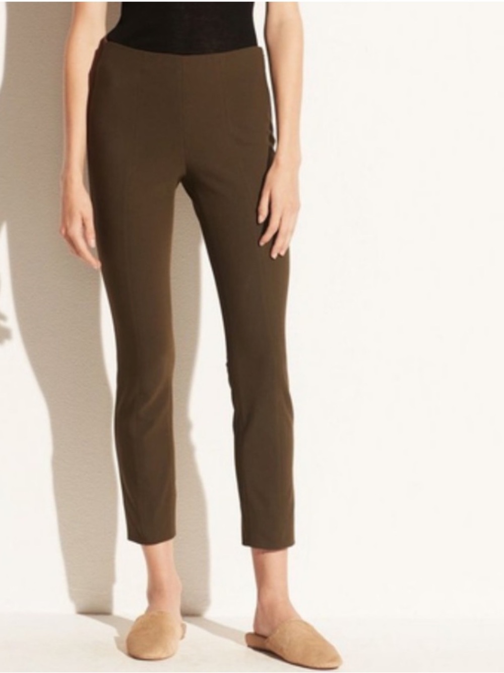 Vince Trouser Pants Stitch Front Seam Legging in Dark Willow Brown